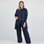 Soft Knit 3-Piece Set – Long Cardigan, Shell Top & Wide-Leg Pants