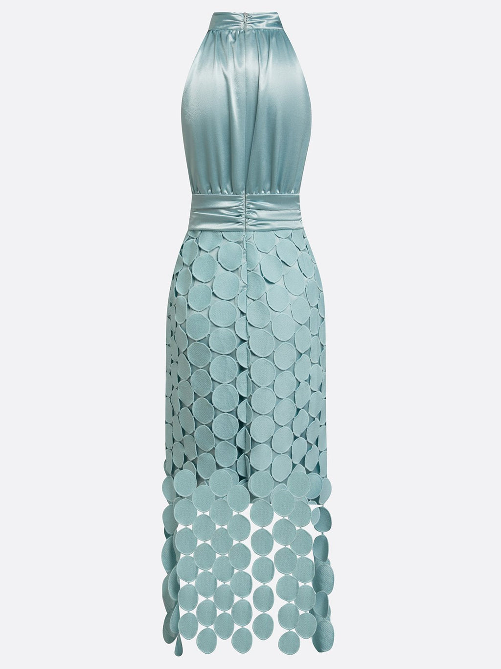 Women's Elegant Halter Neck Textured Midi Dress