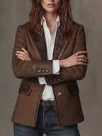Theodora | Herringbone Panel Blazer