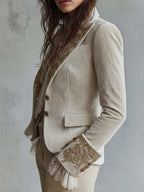Cordelia | Ivory Embroidered Tailored Blazer