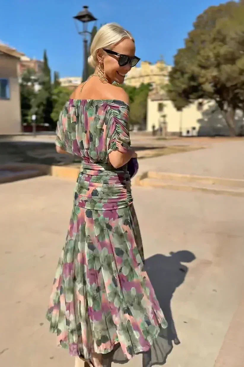 V-Neck Tropical Print Mesh Maxi Dress | Resort Wear 2026