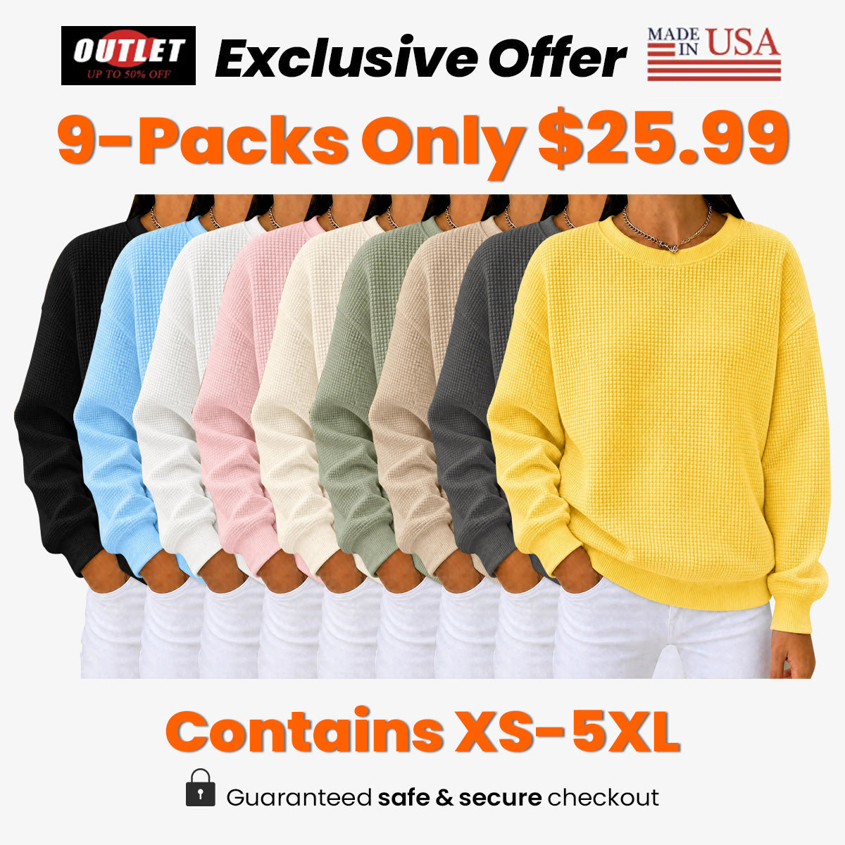 💝💝CLEARANCE SALE🔥Women's Waffle Knit Crewneck Sweatshirt