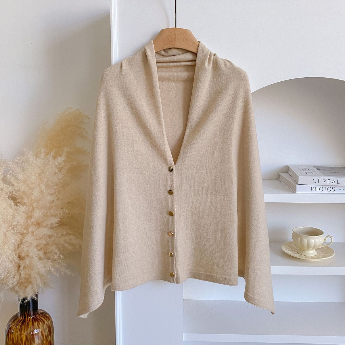 💚4pcs-Women's Soft Wool-Blend Wrap Cardigan – Cozy Open-Front Shawl Sweater for Fall