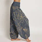 Lotus & Koi Cotton Harem Pants – Relaxed Wide-Leg Comfort