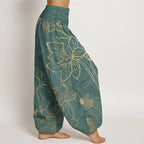 Lotus & Koi Cotton Harem Pants – Relaxed Wide-Leg Comfort