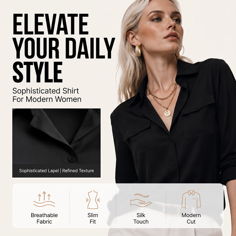 Women's Solid Lapel Button Down Shirt
