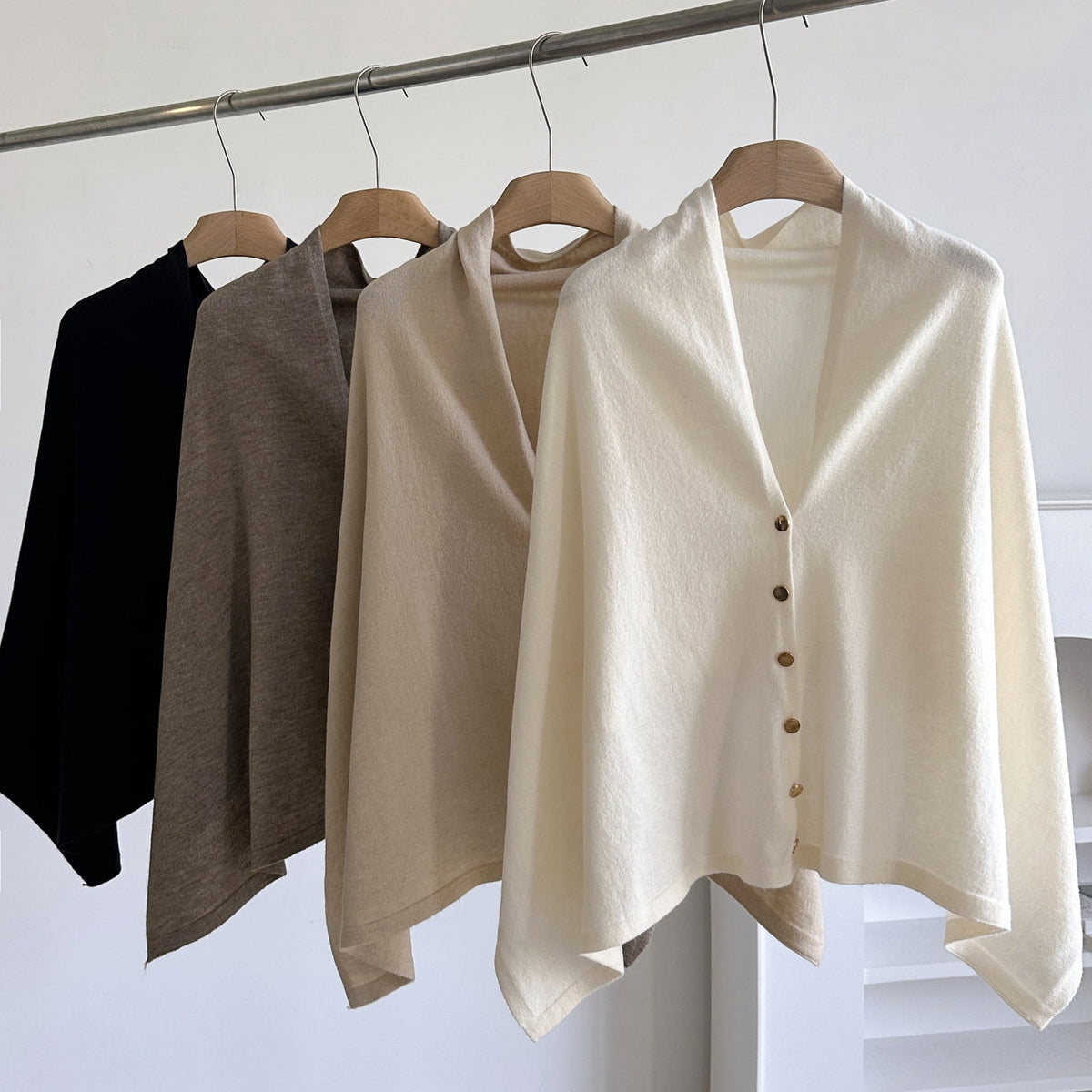 💚4pcs-Women's Soft Wool-Blend Wrap Cardigan – Cozy Open-Front Shawl Sweater for Fall
