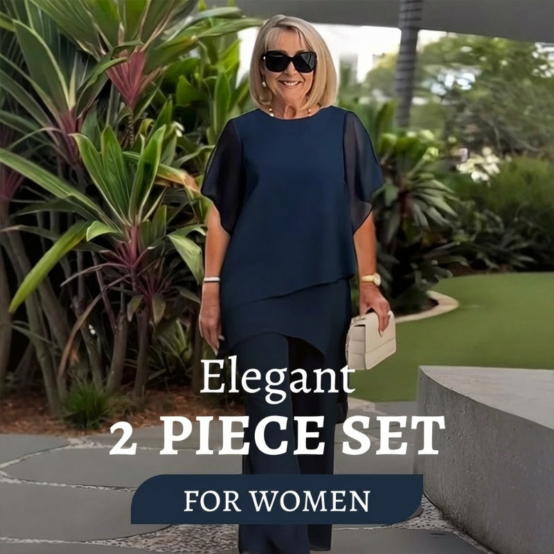 Asymmetrical Hem Top & Wide-Leg Pants Set – Relaxed Fit