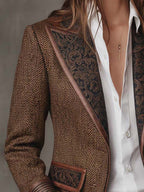 Theodora | Herringbone Panel Blazer