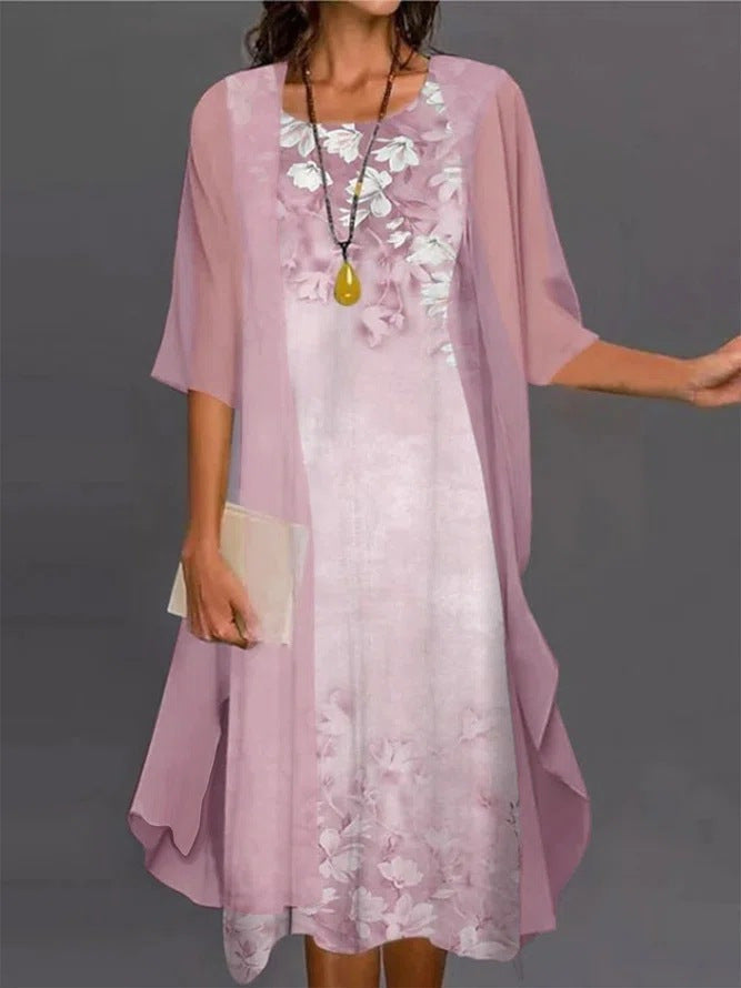 💝💝🌿[S-4XL]🌸Women's two-piece dress with a floral pattern💖