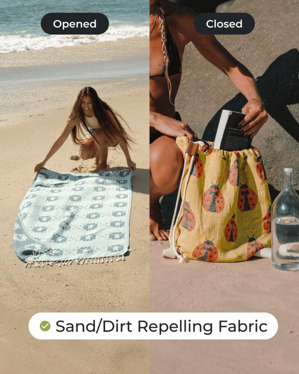 Organic Cotton Towel Backpack – 2-in-1 Convertible Beach Towel & Carry Bag, Sand-Repellent