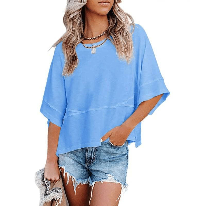 Lightweight Batwing Sleeve Tee – Crewneck, Relaxed Fit, Breathable