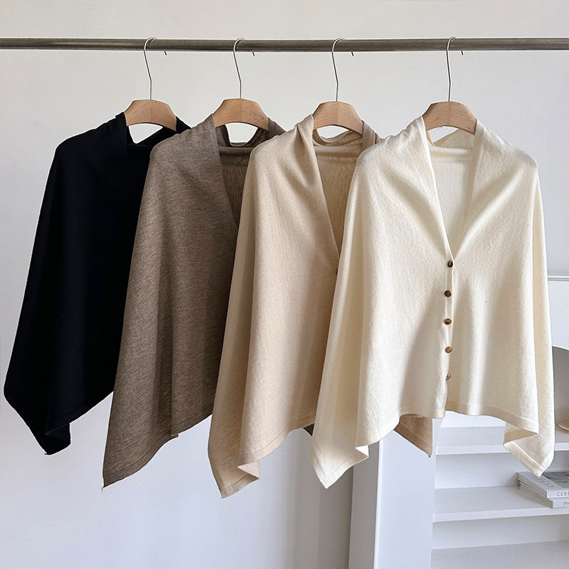 💚4pcs-Women's Soft Wool-Blend Wrap Cardigan – Cozy Open-Front Shawl Sweater for Fall