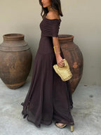 Women's One Shoulder Mesh Maxi Dress