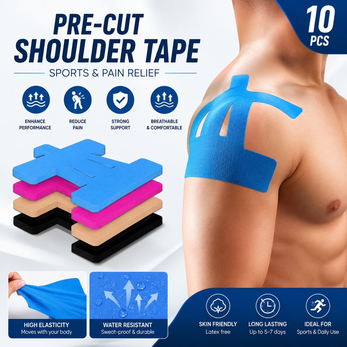 Pre-Cut Kinesiology Tape for Shoulder & Knee Pain