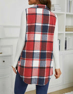 Classic Plaid Sleeveless Vest – Button-Front, Lapel Collar, Layering Essential