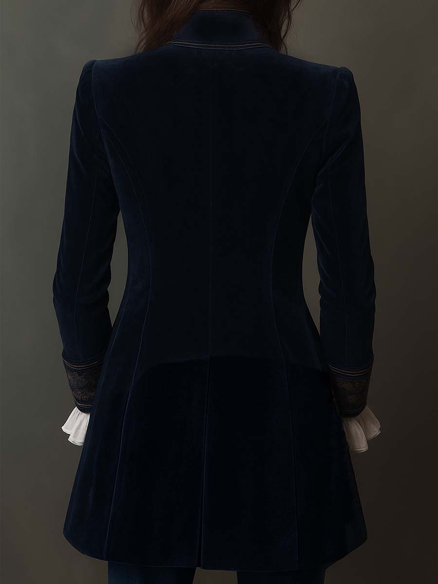 Marguerite | Navy Embroidered Longline Jacket