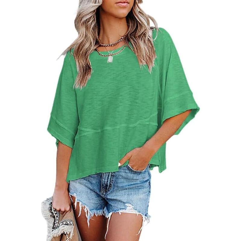 Lightweight Batwing Sleeve Tee – Crewneck, Relaxed Fit, Breathable