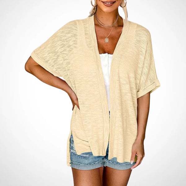 Lightweight Short Sleeve Cardigan – Open Front, Breathable Summer Layer