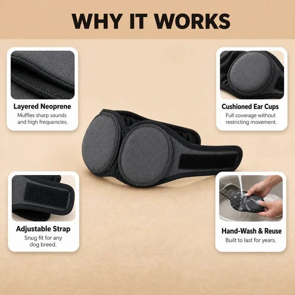 Calming Dog Ear Wrap – Sound Dampening for Thunder, Fireworks