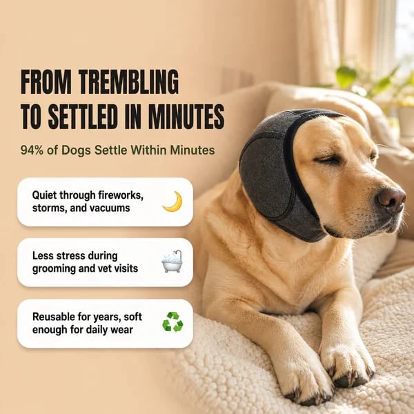 Calming Dog Ear Wrap – Sound Dampening for Thunder, Fireworks