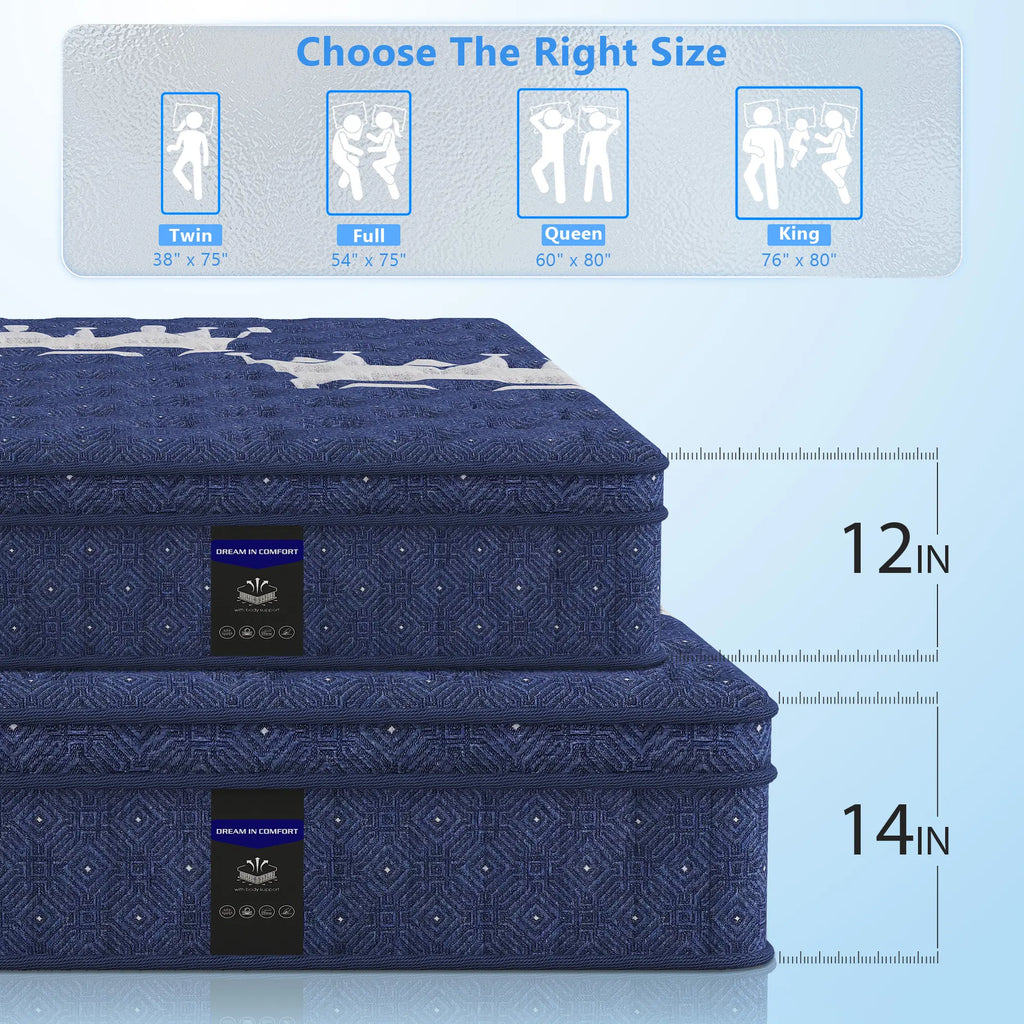 💥 Factory Direct Sale💥| 12"/14" Hybrid Mattress + FREE Fitted Sheet 🛏️