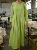 Timeless Pleated Linen Tea-Length Dress