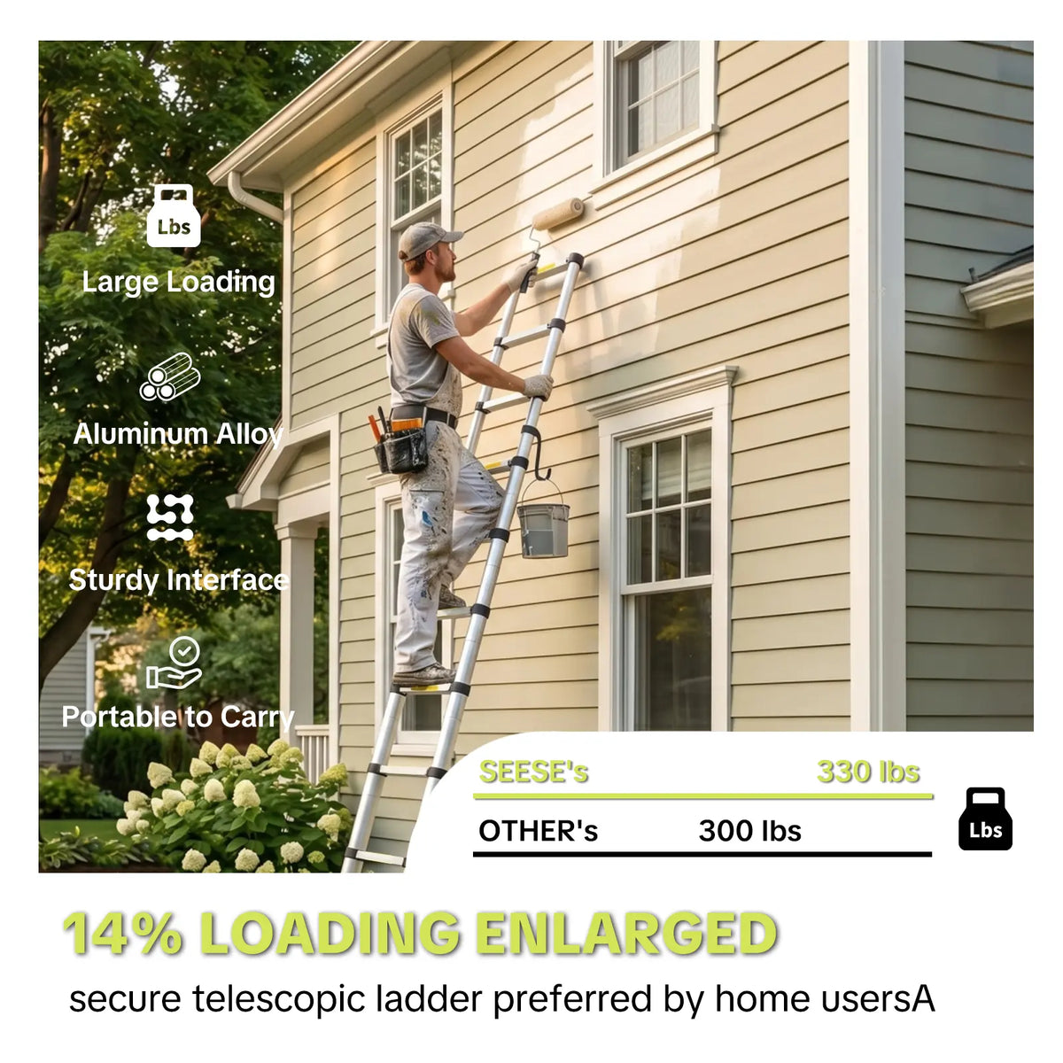 💥 Factory Direct Sale💥 12.5 FT Telescoping Ladder | 330 LBS Capacity | Compact & Portable