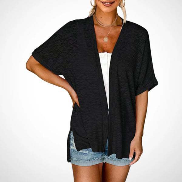 Lightweight Short Sleeve Cardigan – Open Front, Breathable Summer Layer
