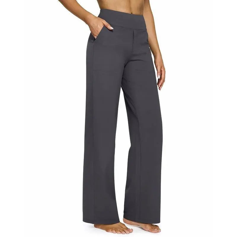 💚Women’s High-Waist Wide Leg Pants – Business Casual Yoga Dress Pants with Pockets