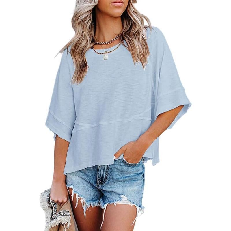 Lightweight Batwing Sleeve Tee – Crewneck, Relaxed Fit, Breathable