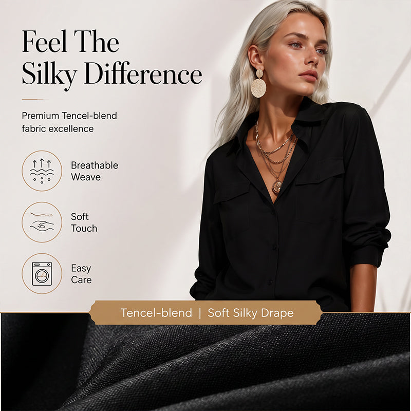 Women's Solid Lapel Button Down Shirt