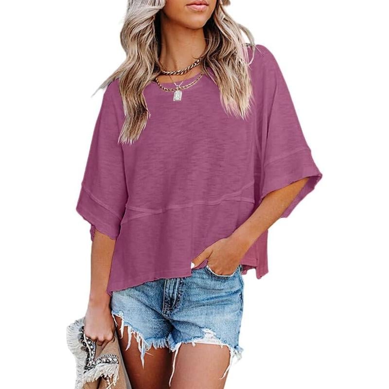 Lightweight Batwing Sleeve Tee – Crewneck, Relaxed Fit, Breathable