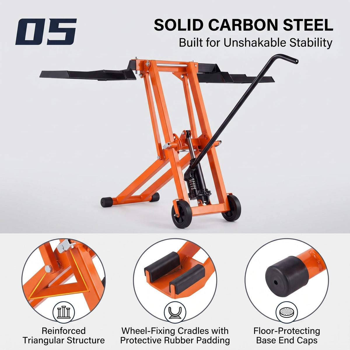 🎉Hydraulic Lawn Mower Lift, 500 LBS Load Capacity, Solid Carbon Steel Construction, Adjustable Universal Lawn Lifter