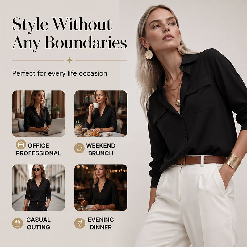 Women's Solid Lapel Button Down Shirt