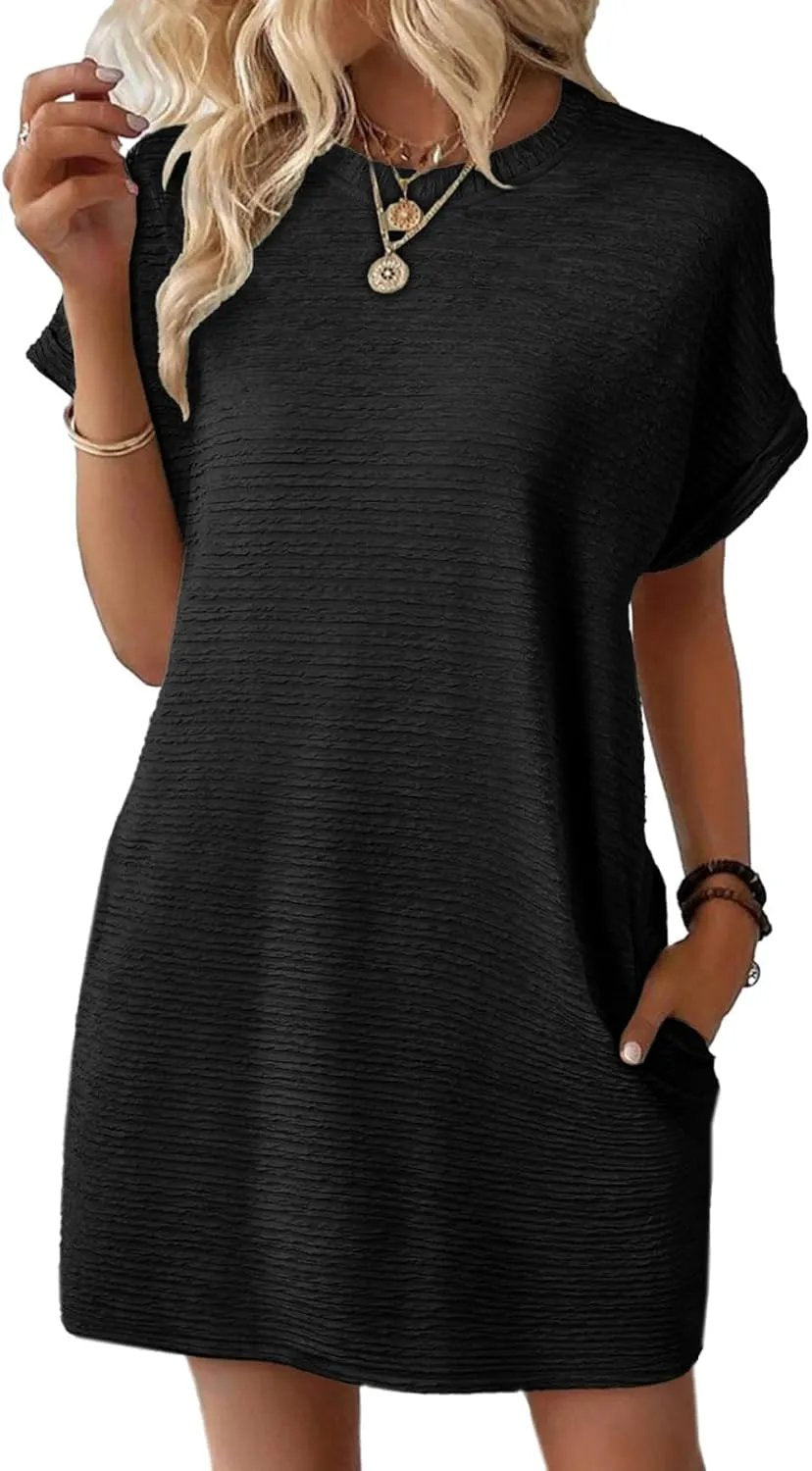 Striped V-Neck Midi Dress with Pockets – 2026 Summer Breathable Fabric
