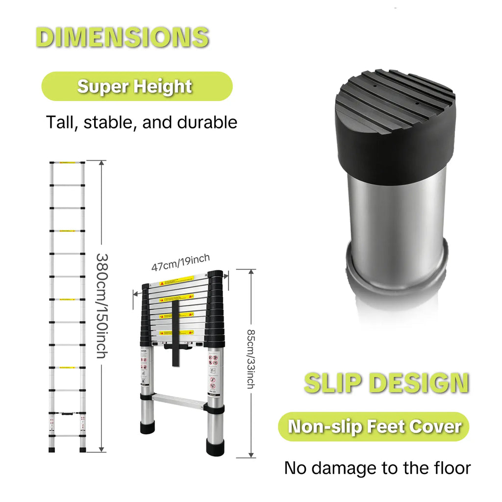💥 Factory Direct Sale💥 12.5 FT Telescoping Ladder | 330 LBS Capacity | Compact & Portable