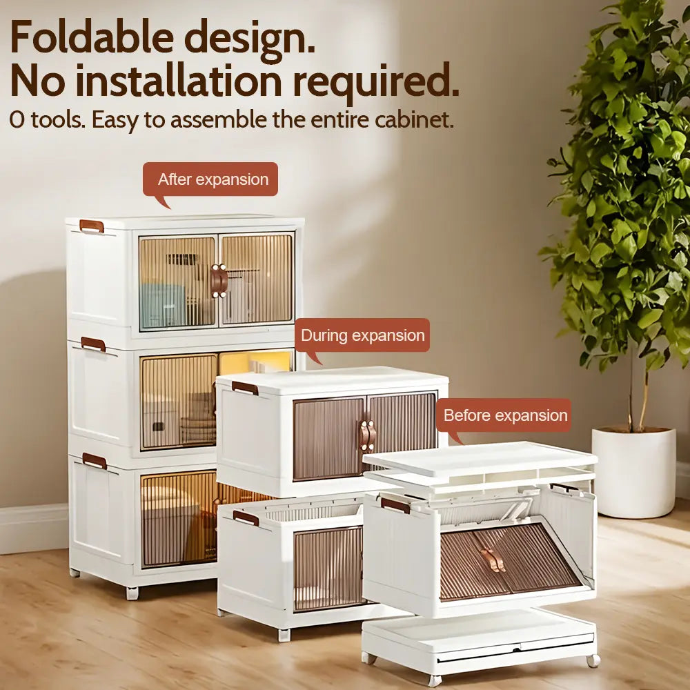 💥 Factory Direct Sale💥 Foldable Storage Box with Lid & Wheels | 40/64/128 QT | Stackable Organizer
