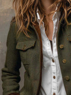 Rowena | Herringbone Contrast Trim Blazer