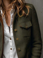 Rowena | Herringbone Contrast Trim Blazer