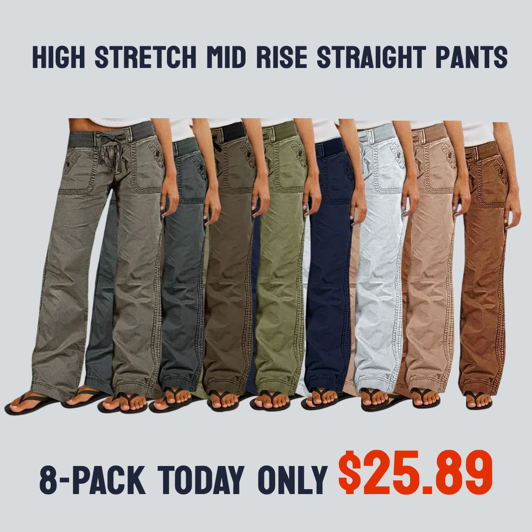 💝💝Limited Stock!🔥Women's High Stretch Mid Rise Straight Pants