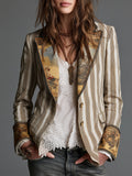 Clementine | Boho Striped Lapel Blazer