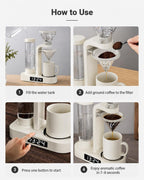 💥Factory Direct Sale💥Coffee Alarm Clock Maker Bedside Dual Mode Extractor 500ml Glass Water Tank