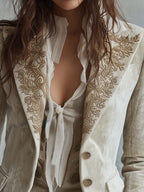 Cordelia | Ivory Embroidered Tailored Blazer