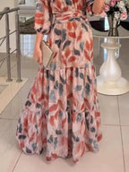 Floral V-Neck Maxi Dress with Tiered Ruffle Hem – Plus Size