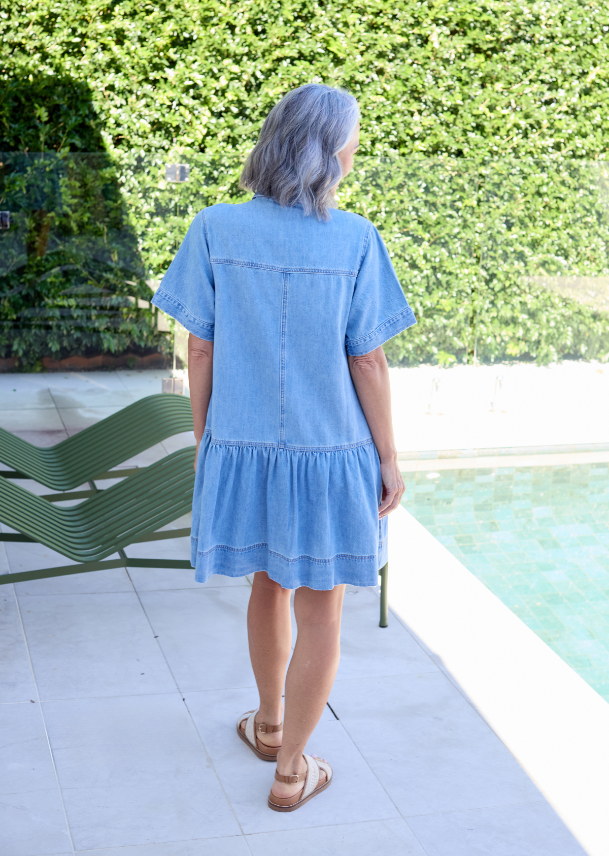 Classic Denim Shirt Dress — Soft Washed Button-Down Midi Dress