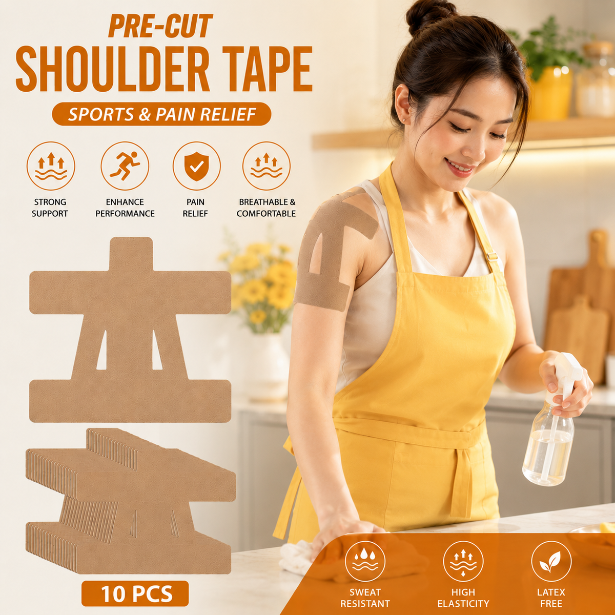 Pre-Cut Kinesiology Tape for Shoulder & Knee Pain