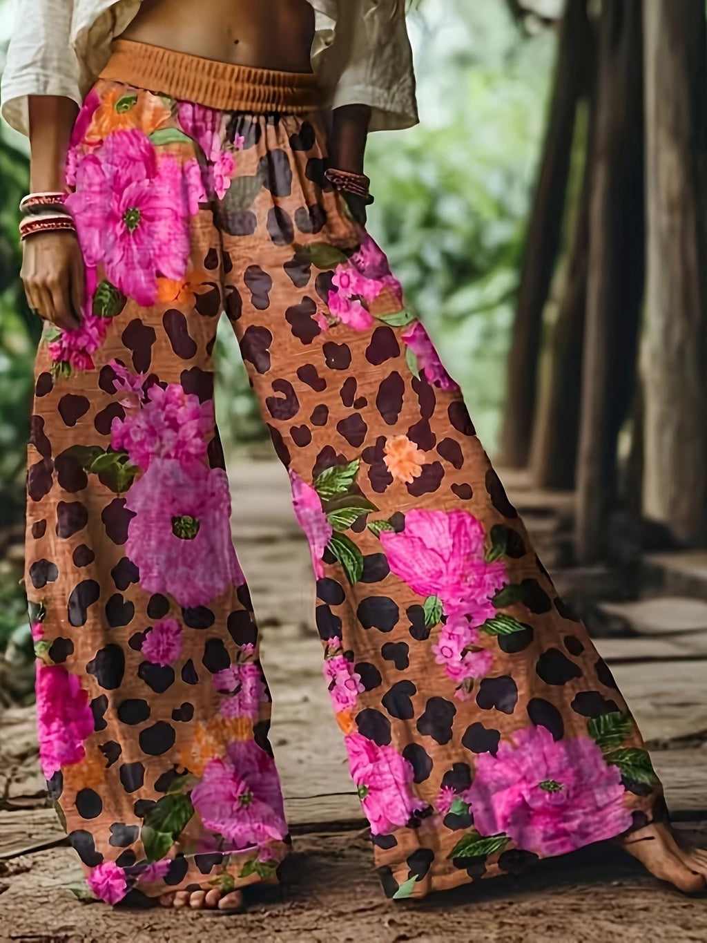 💝💝【LAST DAY SALE】Women's Casual Bohemian Style Floral Print Wide-Leg Pants