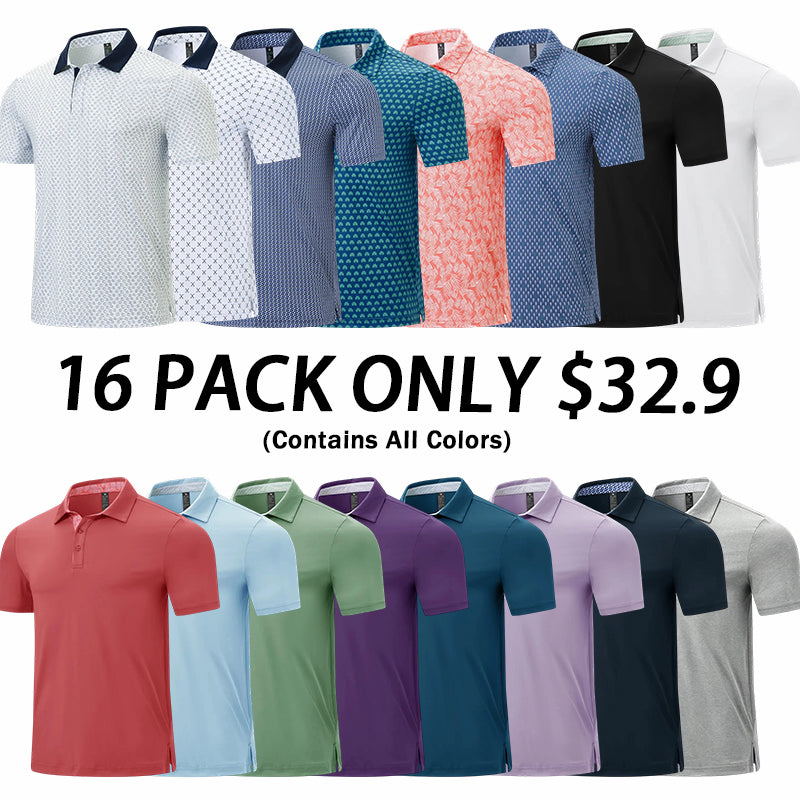 💝💝Men's Classic Polo Shirts Contrast Collar Short Sleeve Casual Solid Stylish and Printed Polo