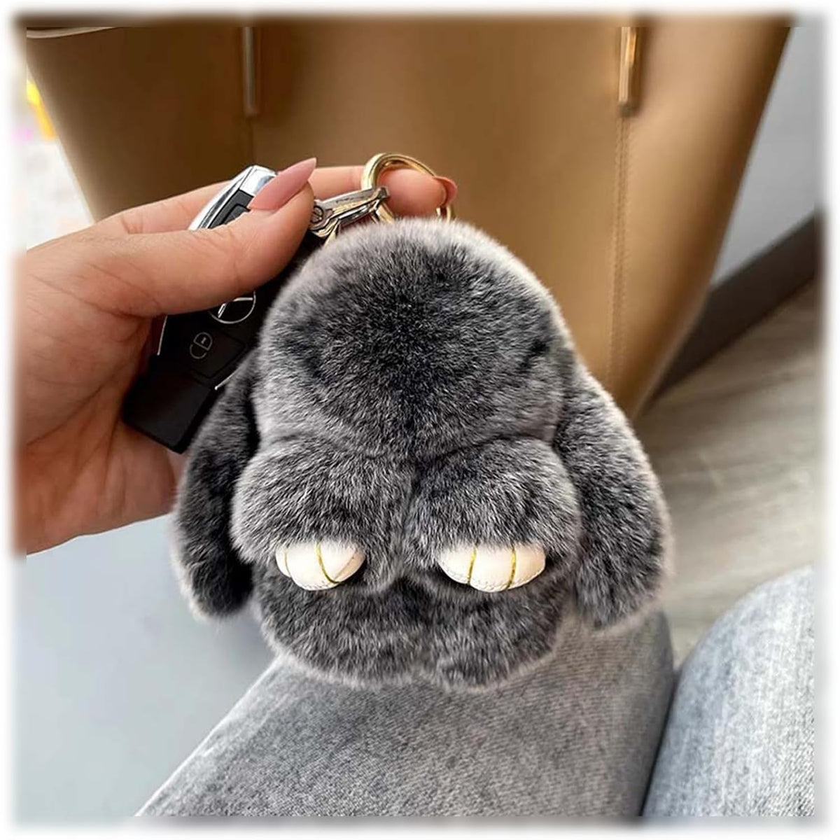 Handmade Plush Bunny Keychain – Soft Velvet Charm, Gift-Ready